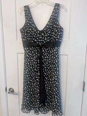 Y2K Vintage Black Polka Dot Sleeveless Dress with Waist Tie Positive Attitude